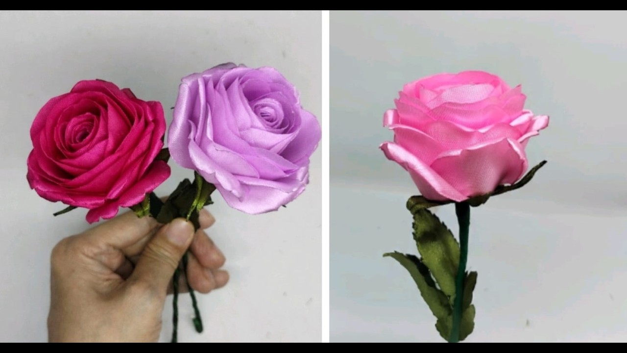 Pink rose satin ribbon #pink rose diy # rose diy #rose satin ribbon diy