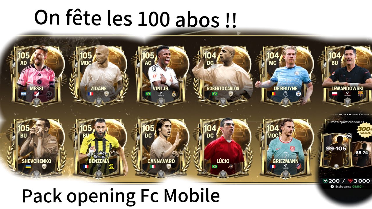 On fête les 100 abos avec un pack opening 12k gemmes sur Fc Mobile !!!