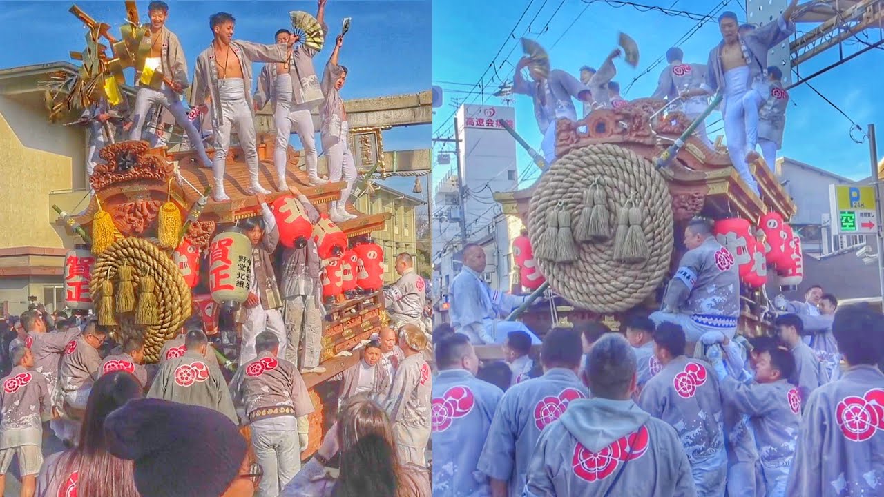 2025.1.03 平野郷 野堂北組 だんじり 杭全神社 注連縄上げ 出発~宮入り