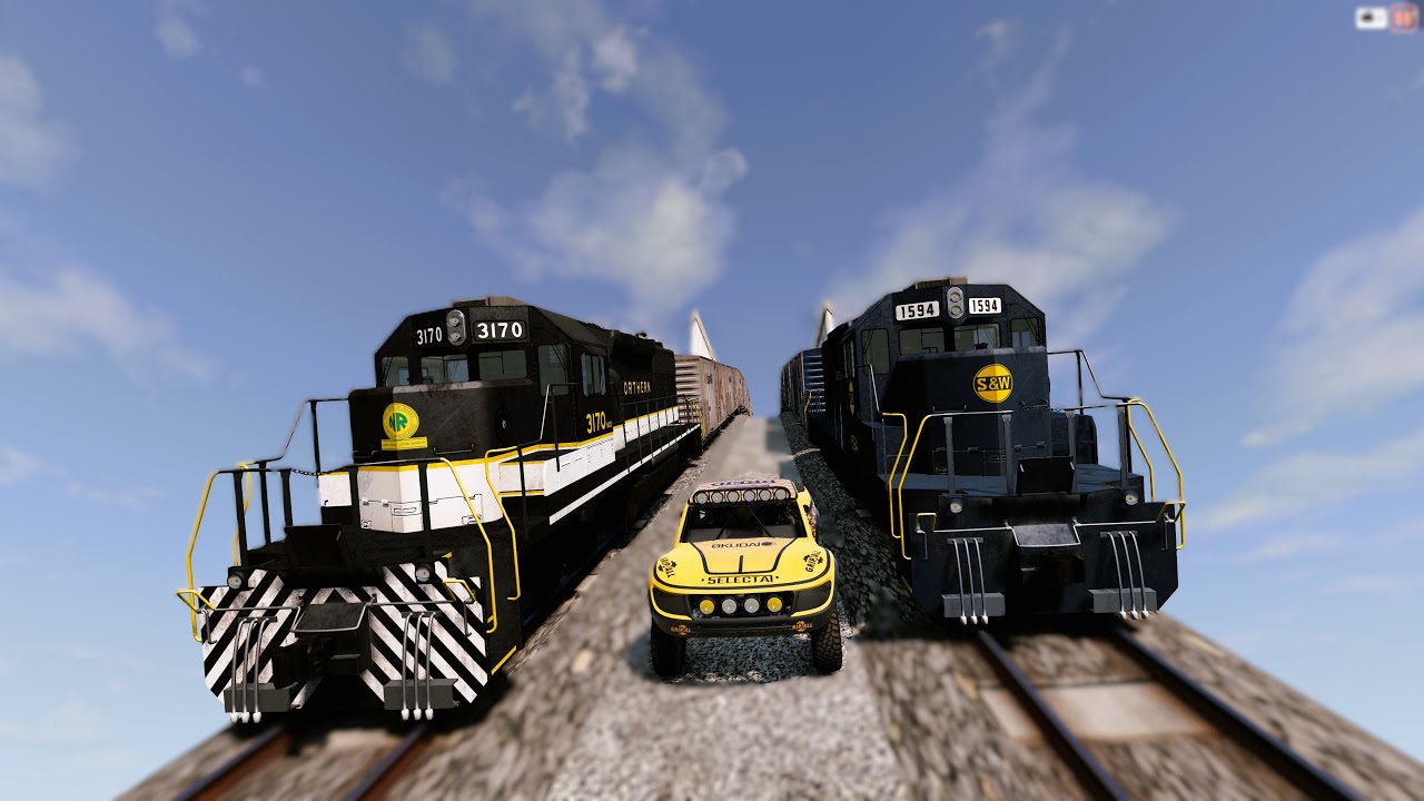 Double Trains crashing downhill 