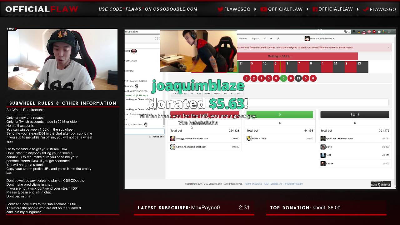 5000$ missclick on CSGODouble.com