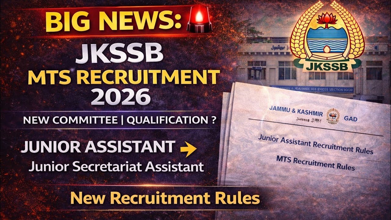 JKSSB MTS Recruitment 2026 | JKSSB MTS Qualification Update : Recruitment Rules | Class4th Jobs J&K