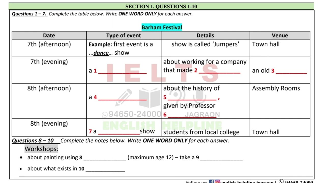 #listening IELTS 7U1L  Barham festival #ehjagraon #ielts LATEST