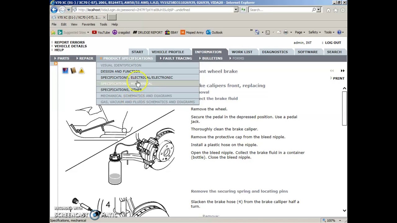 Using Volvo VIDA Software + DICE to talk to Volvo cars 2001 to 2014.