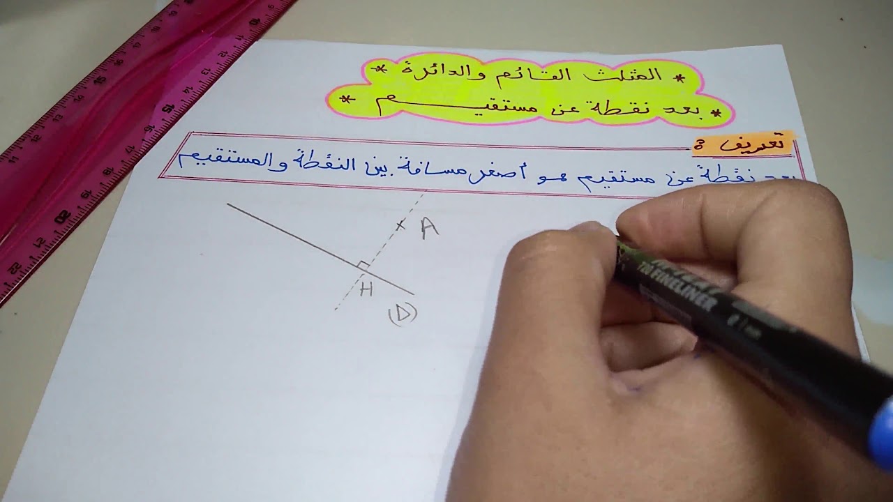 بعد نقطة عن مستقيم السنة الثالثة متوسط