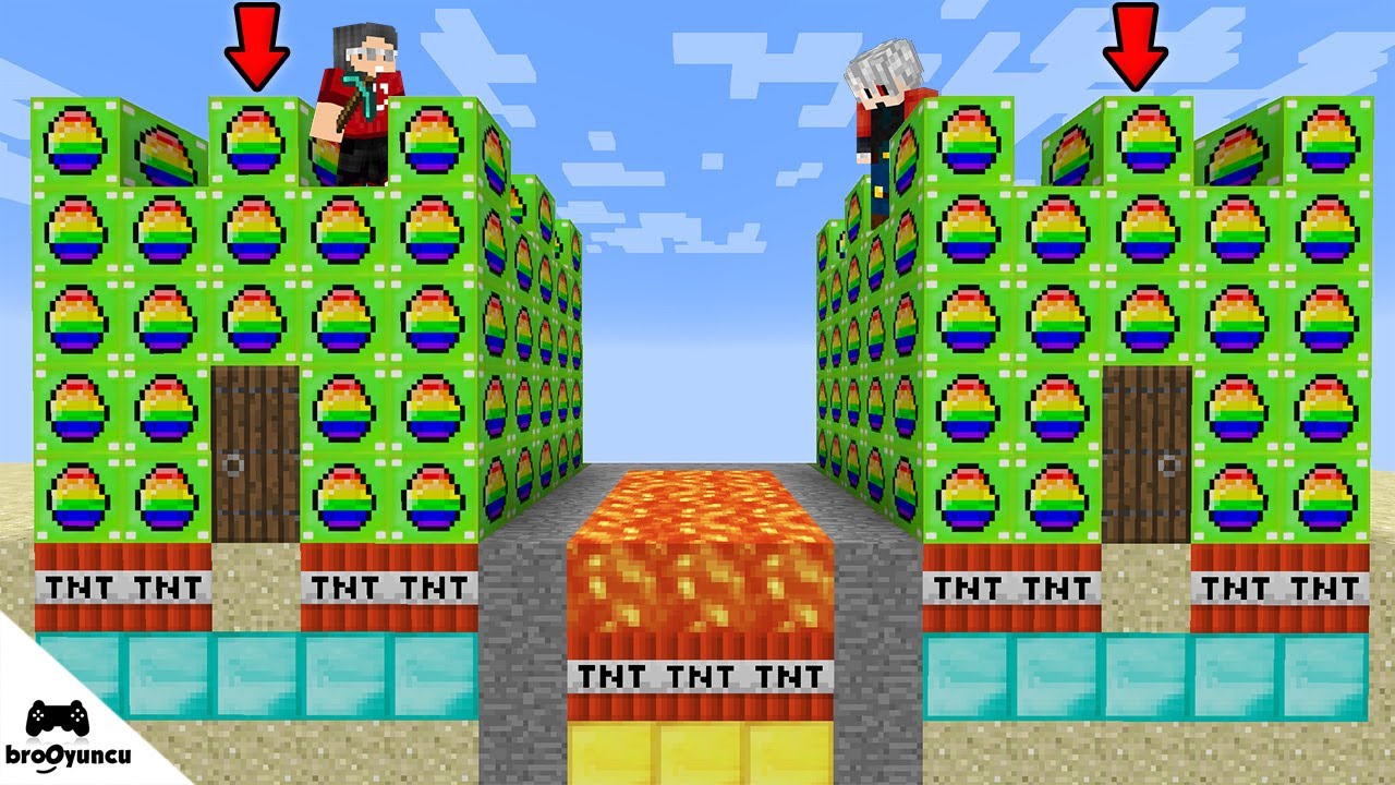MİNECRAFT TROLL RENKLİ ELMAS KALESİ ŞANS BLOKLARI SAVAŞI