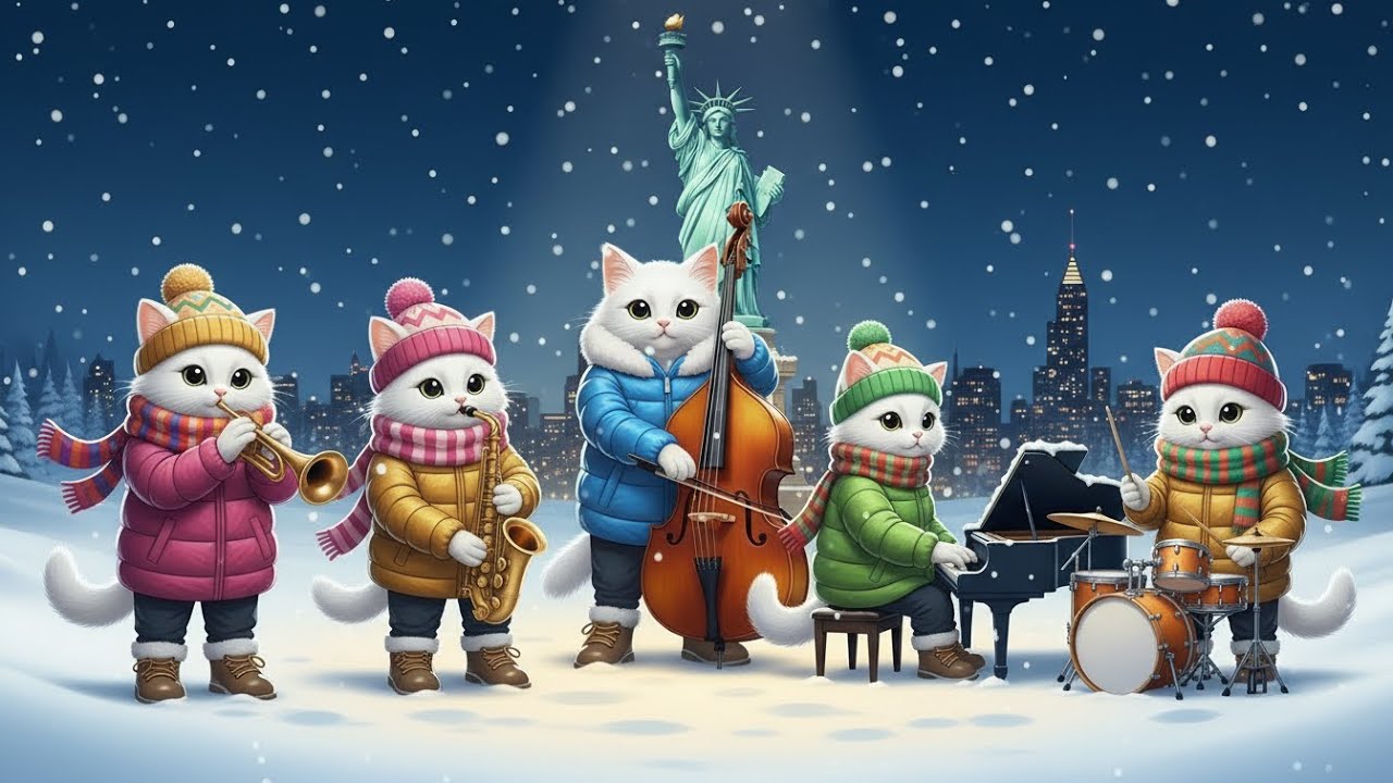 Kitty Cats Winter Jazz by the Statue of Liberty: Deep Bass Jazz for Stylish Focus