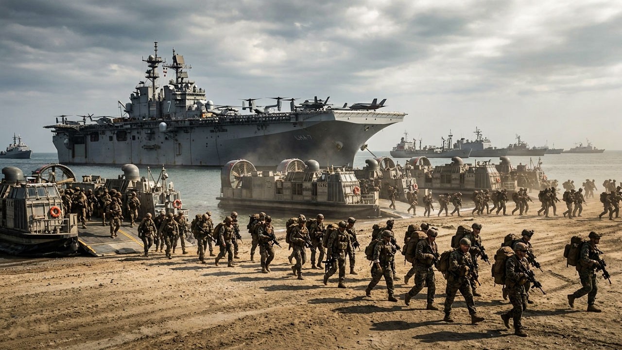 Iran Tensions Rise! 10,000 Special Forces Marines from USS Tripoli LHA-7 Threaten the Caspian Sea