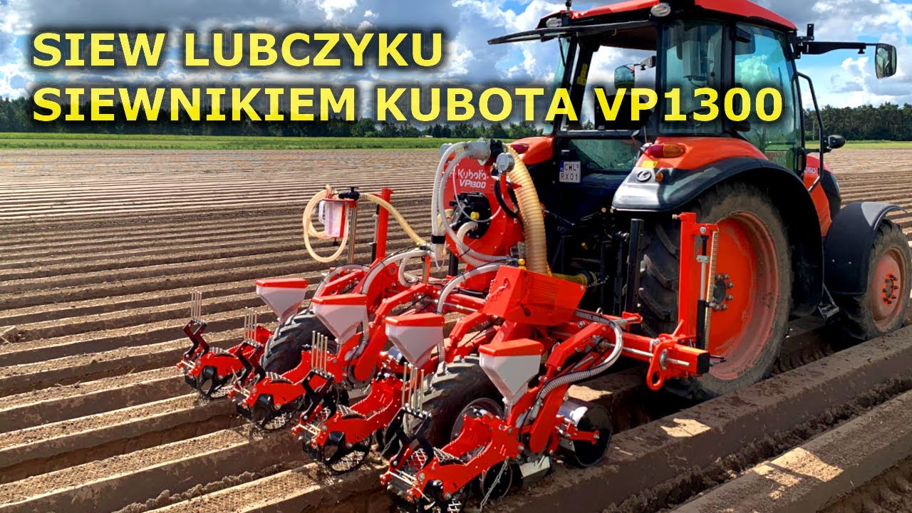 Siew lubczyku na redlinach siewnikiem Kubota vp1300