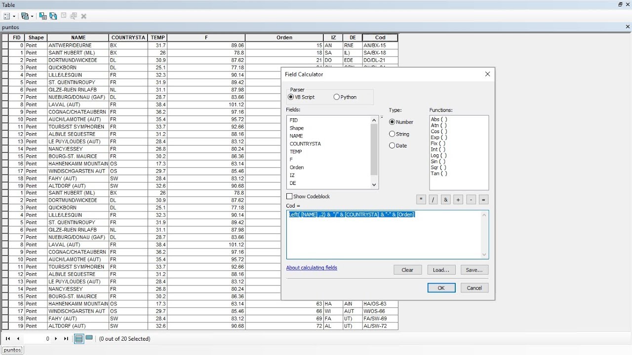 Operaciones con Field Calculator en ArcGIS