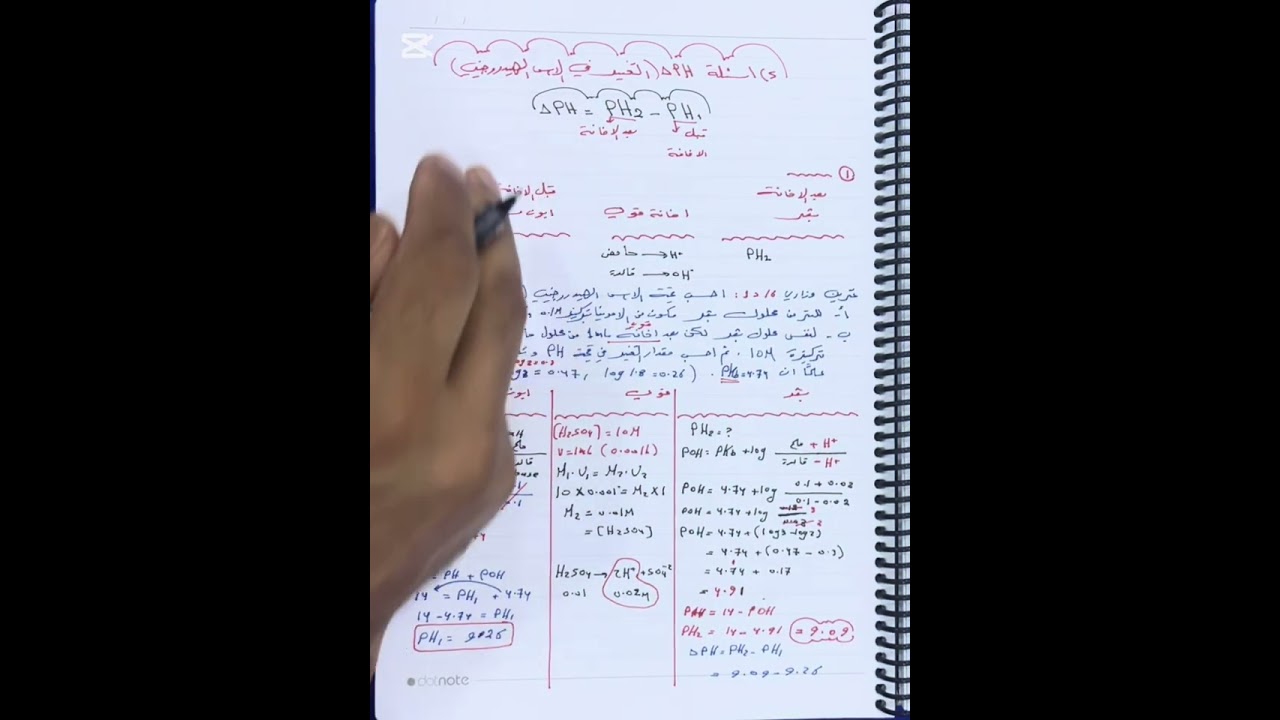 محاضرة 8/ الفصل الثالث/ وزاريات بفر وأسئلة التغير في الاس الهيدروجيني pH^ خلال نصف ساعة
