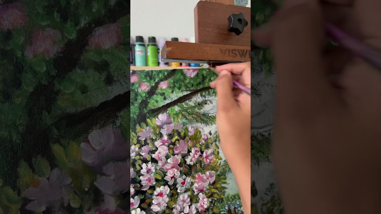 Spring Flowers Garden Painting🌸Please Subscribe ❤️ to support #acrylicpainting #shorts #shortvideo