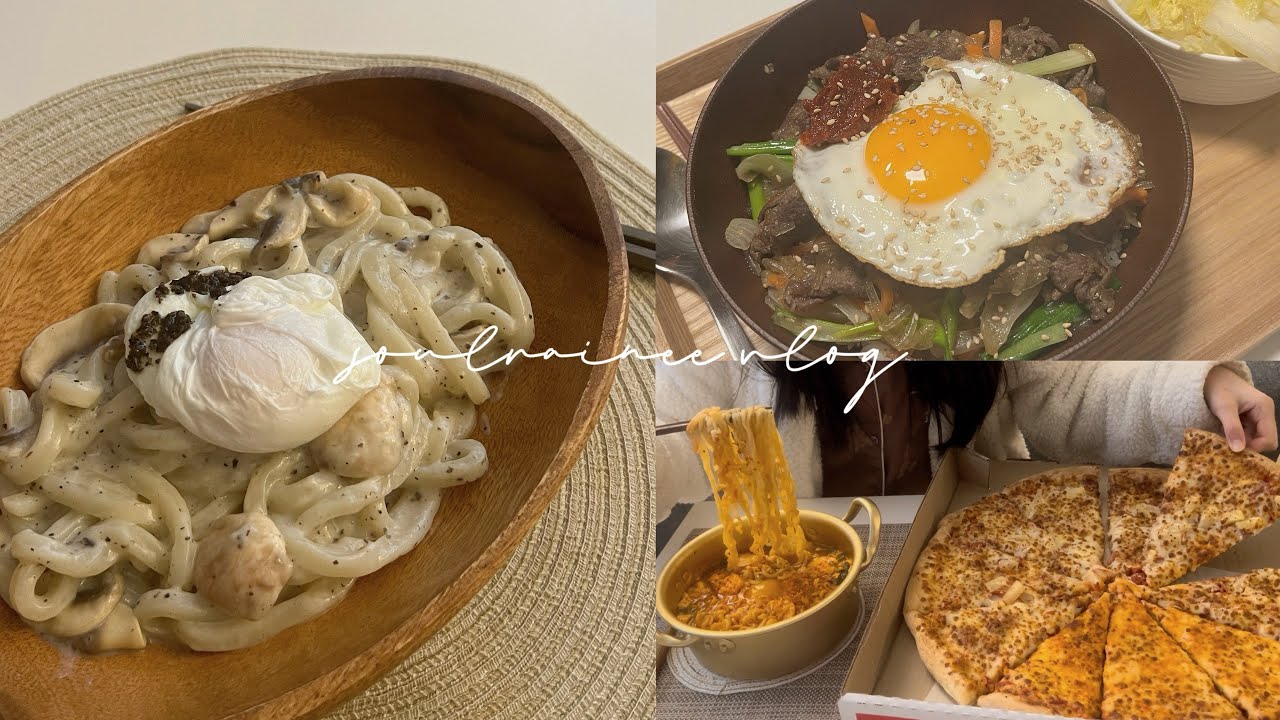 aesthetic cooking vlog 🍕| what I eat in a week | korean food, home cafe