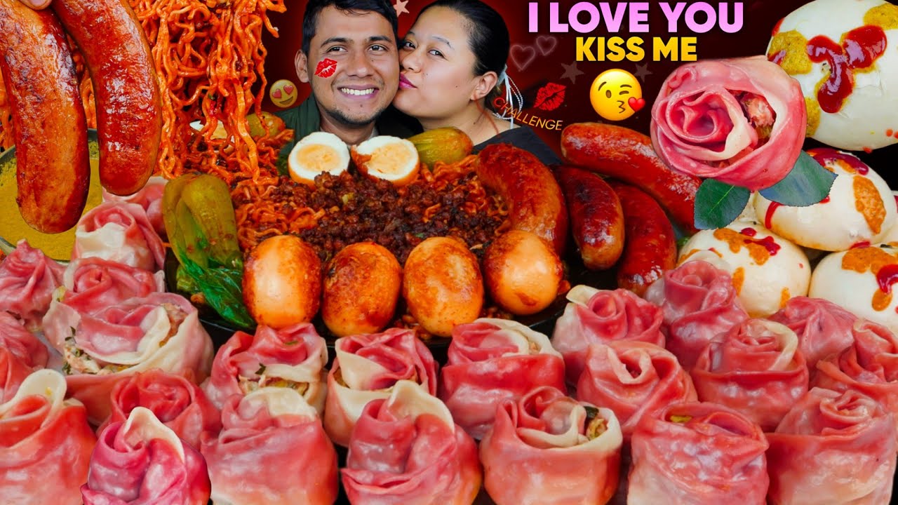🔥 ROSE MOMO RECIPE + MUKBANG | NO ENGLISH CHALLENGE | ROSE MOMO & SPICY CHICKEN KEEMA NOODLES 🌹🔥 🔥