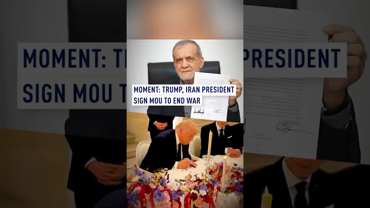 MOMENT: Trump, Iran president sign MoU to end war