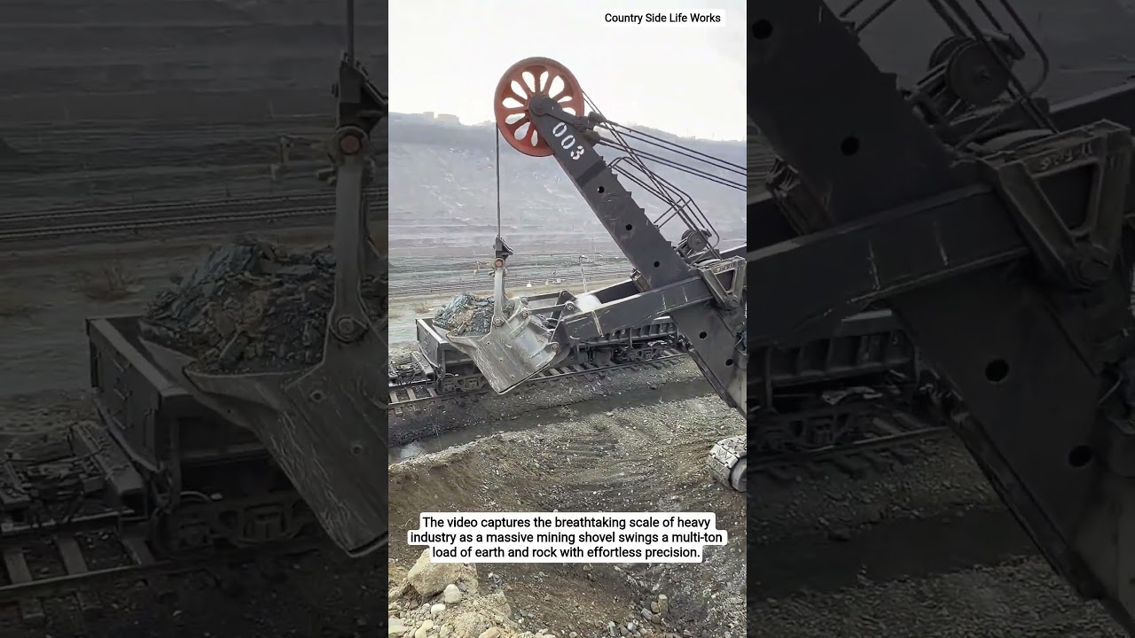 Colossal Power: Giant Mining Shovel Loading Endless Freight Trains #shorts