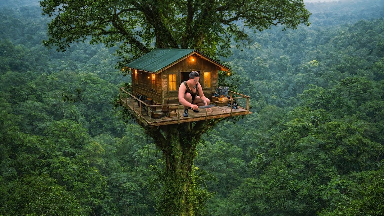 The Trunk of an Ancient Tree Becomes the Last Home – Survival in the Wilderness | phượng pú