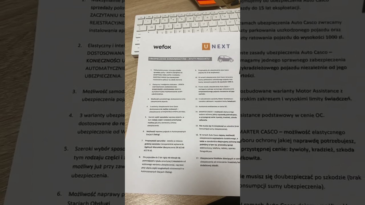 Ubezpieczenie samochodu, ubezpieczenie OC, ubezpieczenie AC, Wefox Unext, opinie  @AKCYZA-VIP-ZONE