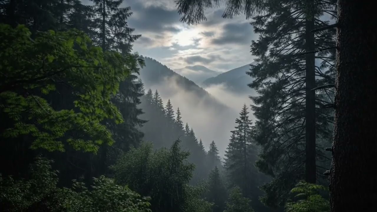 Heavy Rain at Night in the Forest Mountains 🌧️ Relaxing Nature Sounds for Deep Sleep (1 Hours)
