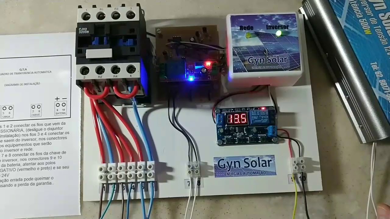 Quadro Transferência Automática Liga/desliga Inversor Rede/solar