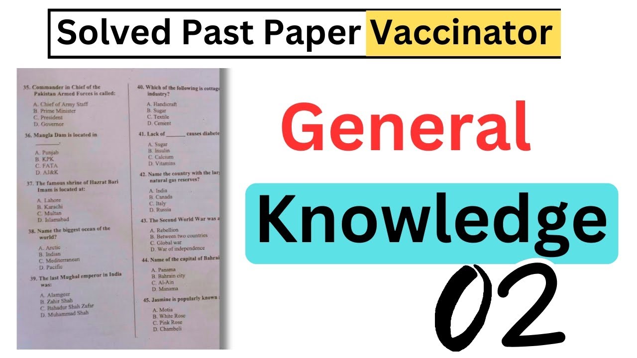 Vaccinator | Vaccinator Solved Past paper | Solved Past Paper | General Knowledge MCQs| STS| NTS| 02