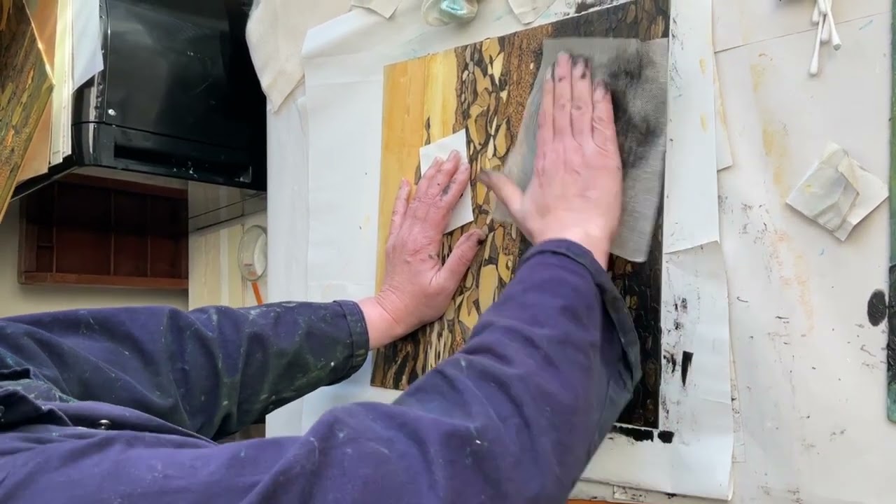 3. Inking up the detailed Top Plate of a multiplate Collagraph