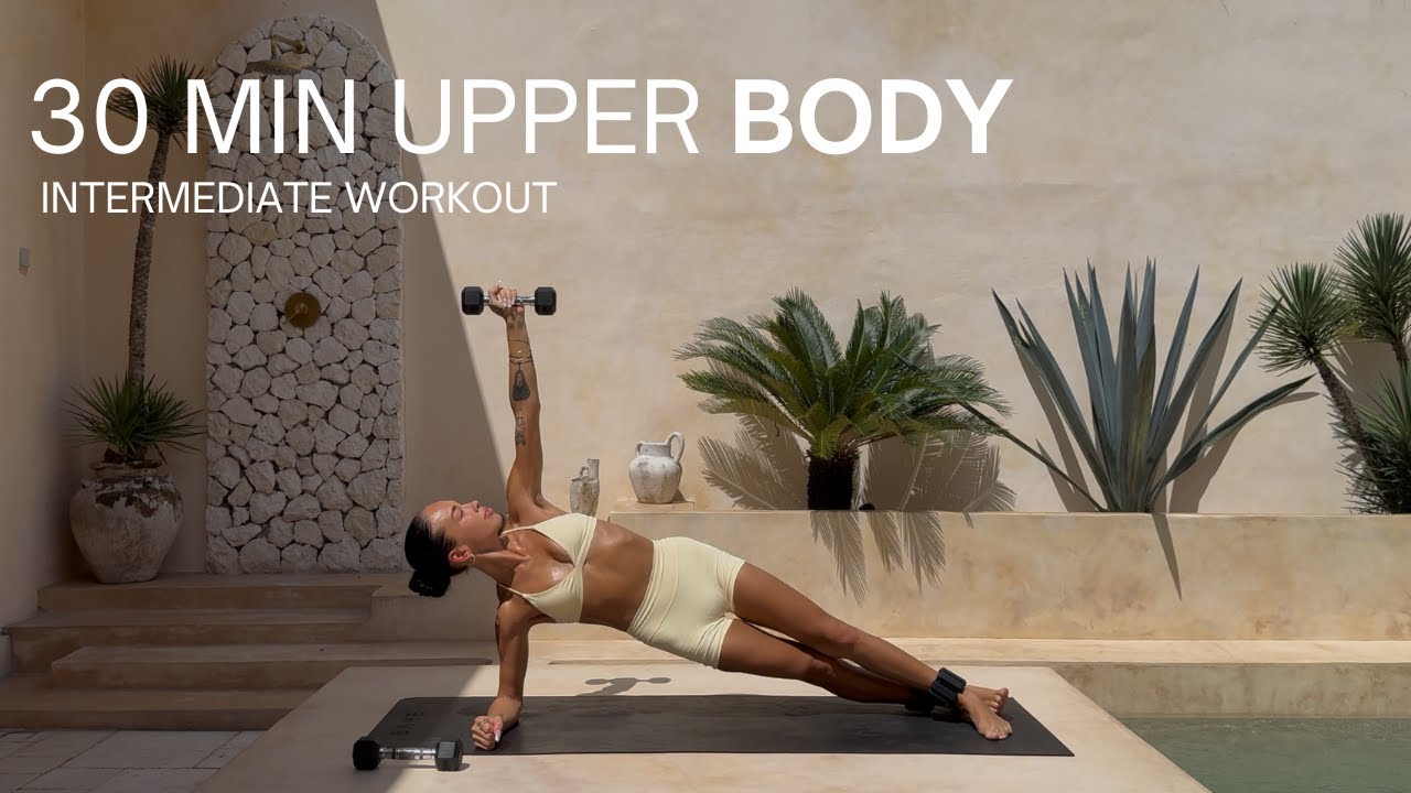 30 MIN UPPER BODY AND CORE | Intermediate Workout | Arms and Abs Home Workout with Weights