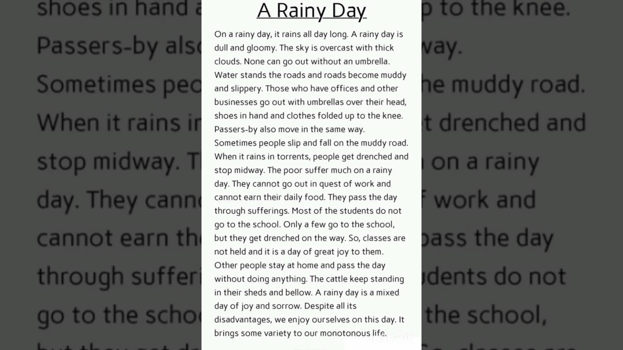 Paragraph : A rainy day