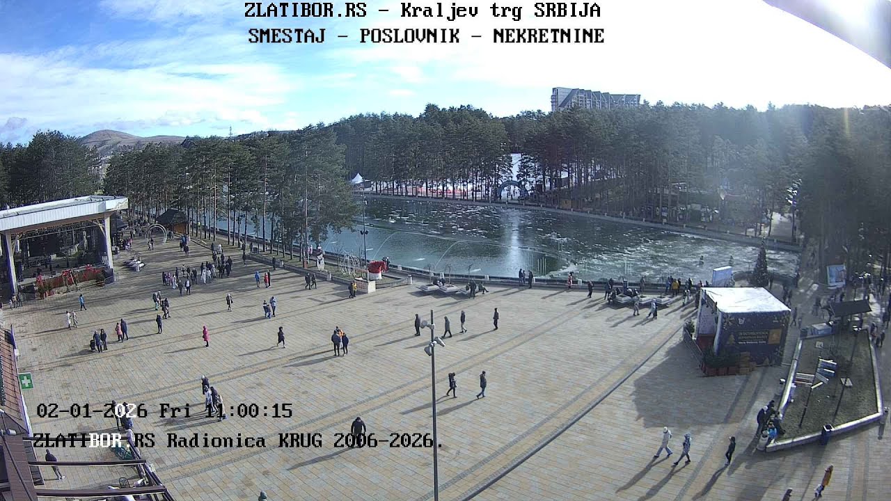 Zlatibor.rs Live kamera 2. januar 2026. - Kraljev trg, jezero, Zlatibor