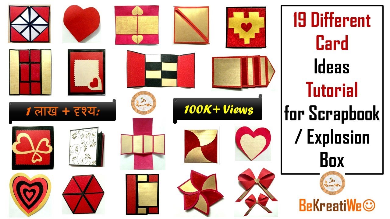 19 Different Card Ideas Tutorial for Scrapbook/Explosion Box | 5 Min Paper Crafts || BeKreatiWe :)