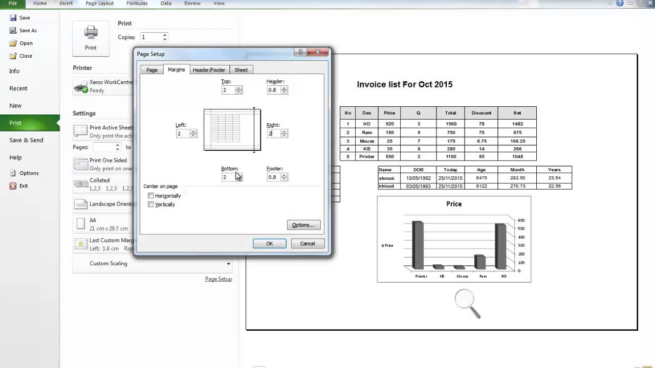 الطباعة فى اكسيل -   Print in Excel