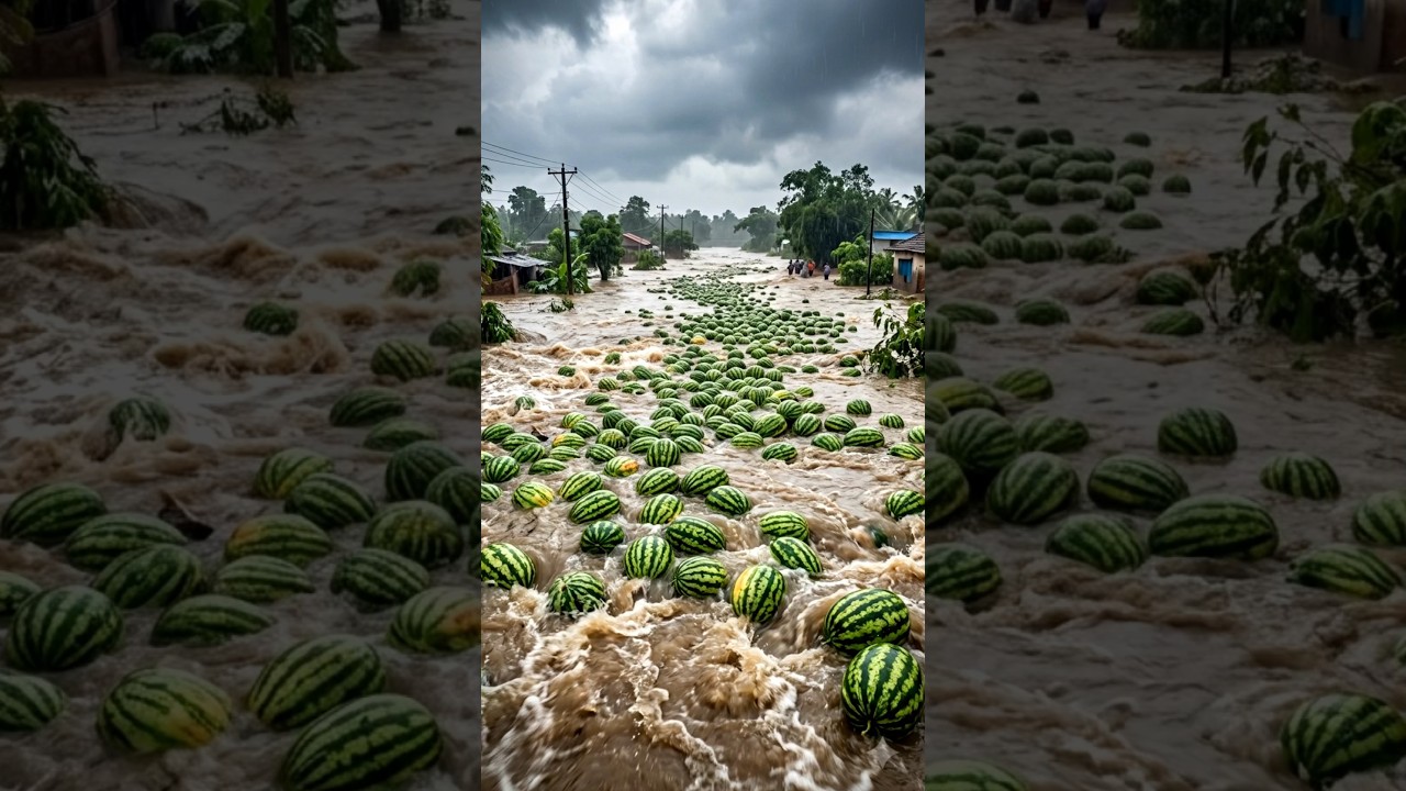 Watermelons Started Floating on the River After the Flood! #watermelon #shorts