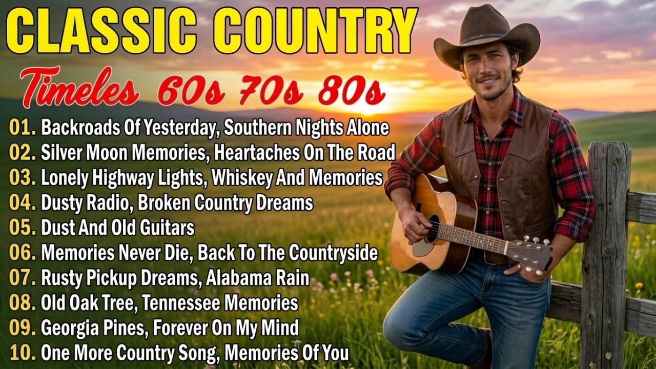 Backroads Of Yesterday, Southern Nights Alone 🎸 Classic Country Music Timeless 60s 70s 80s