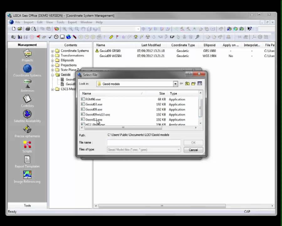 Leica Geo Office Video Guide:  Geoid Model Installation