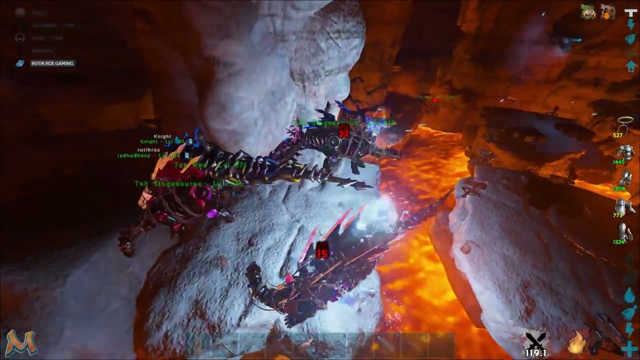 How 5 players Raid ARK Most Hardest Lava Cave in The Island || ASE 