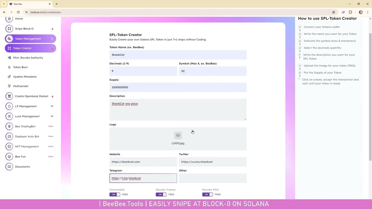 Tutorial - Creating SPL Token || BeeBee