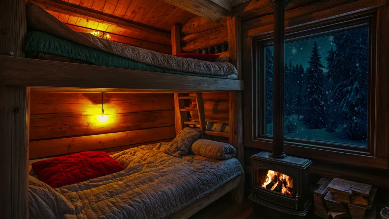 ❄️ Snowstorm Beyond the Cave | Warm Firelight Ambience for Sleep & Calm 🔥