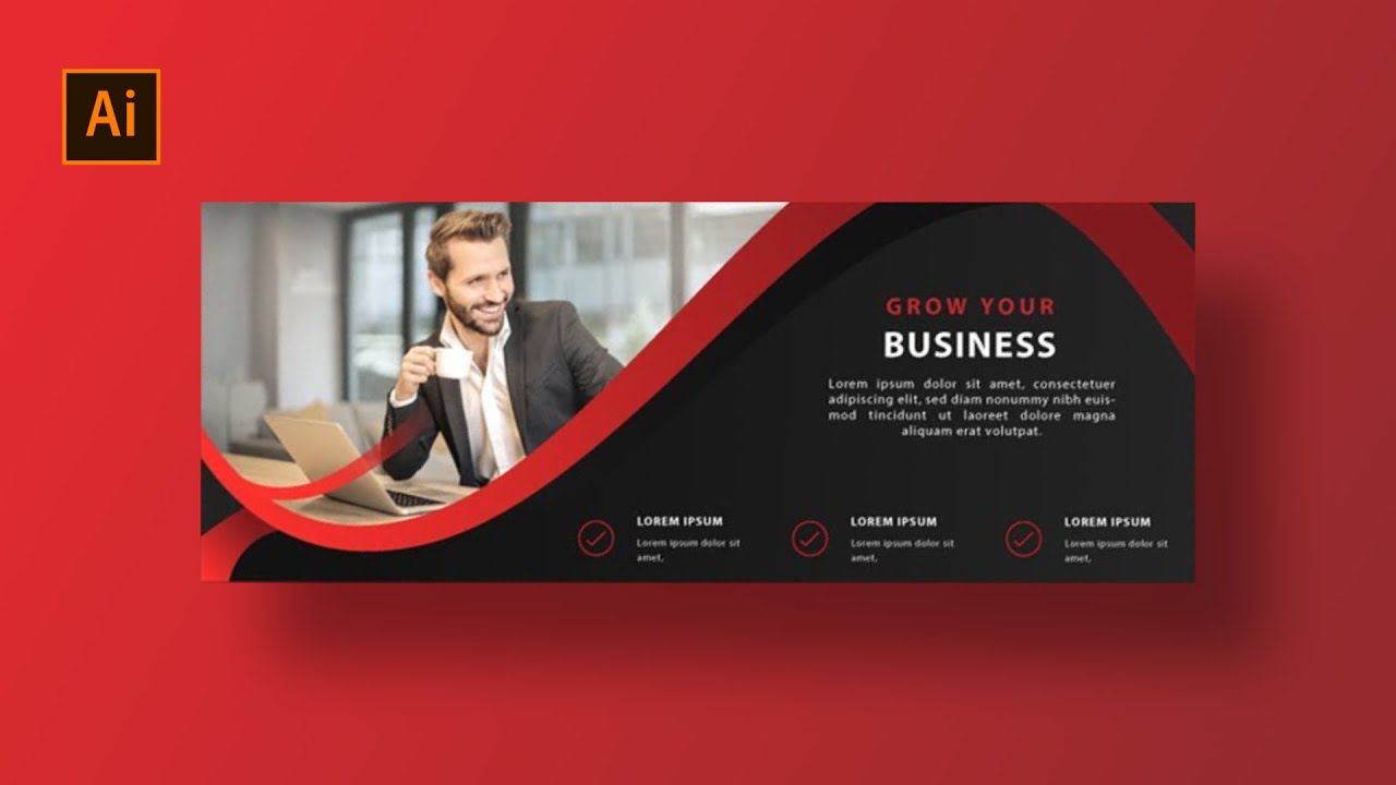 Illustrator Tutorial | Simple Web Banner Design | Business | Part 4