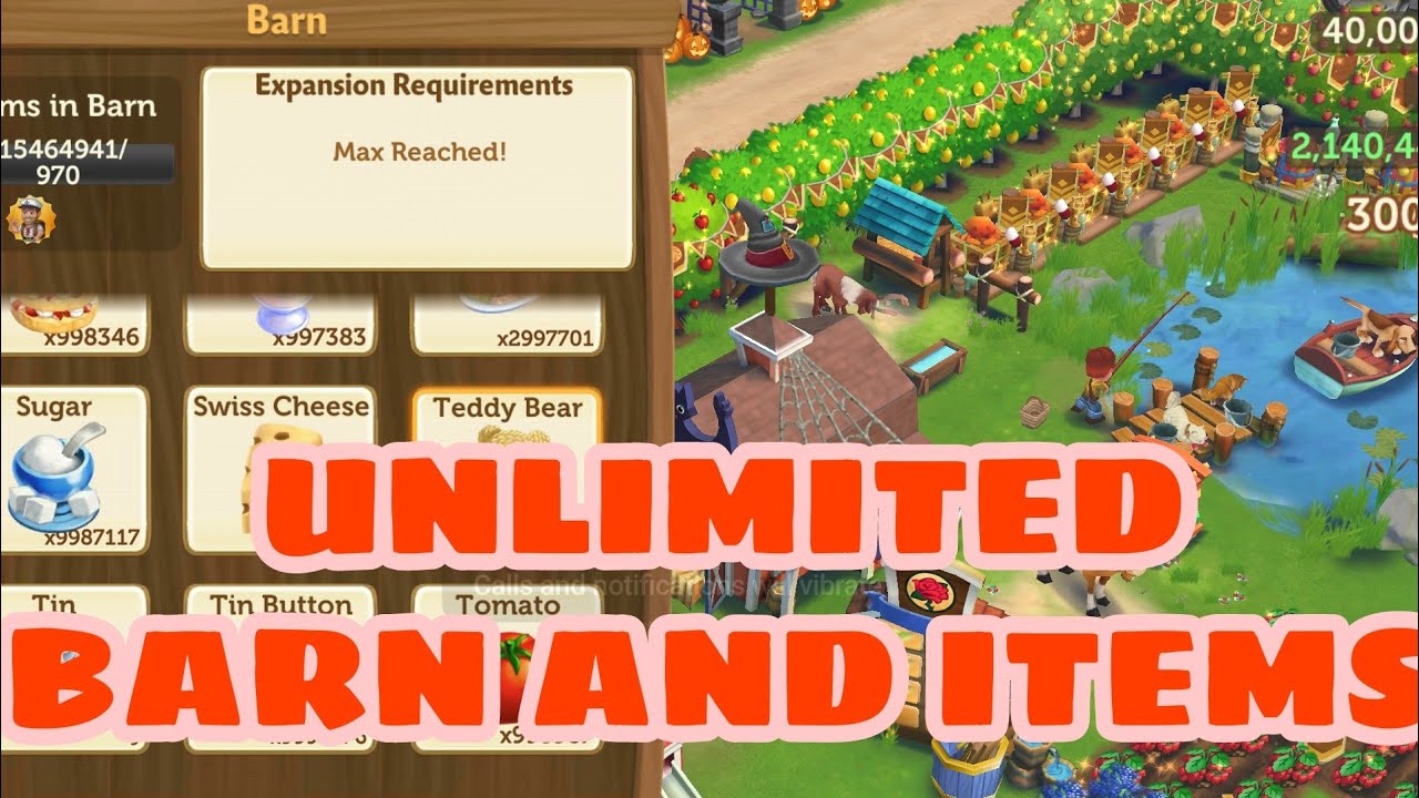 UNLIMITED BARN IN FARMVILLE 2#farmville2 #gameguardian #farmville2countryescape