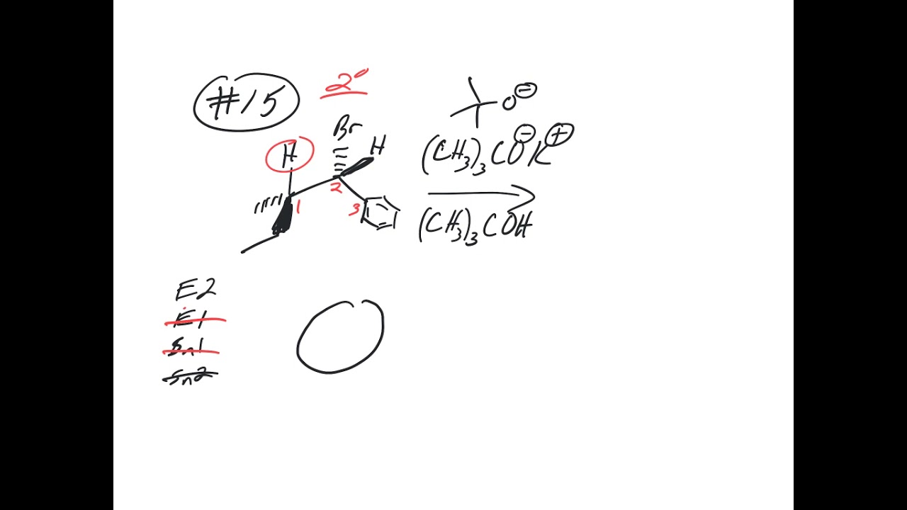 E2 reaction requiring bond rotation to anti periplanar