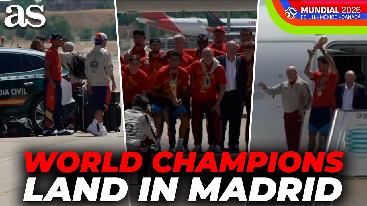 Full ARRIVAL: SPAIN NATIONAL TEAM RETURNS HOME as WORLD CUP CHAMPIONS