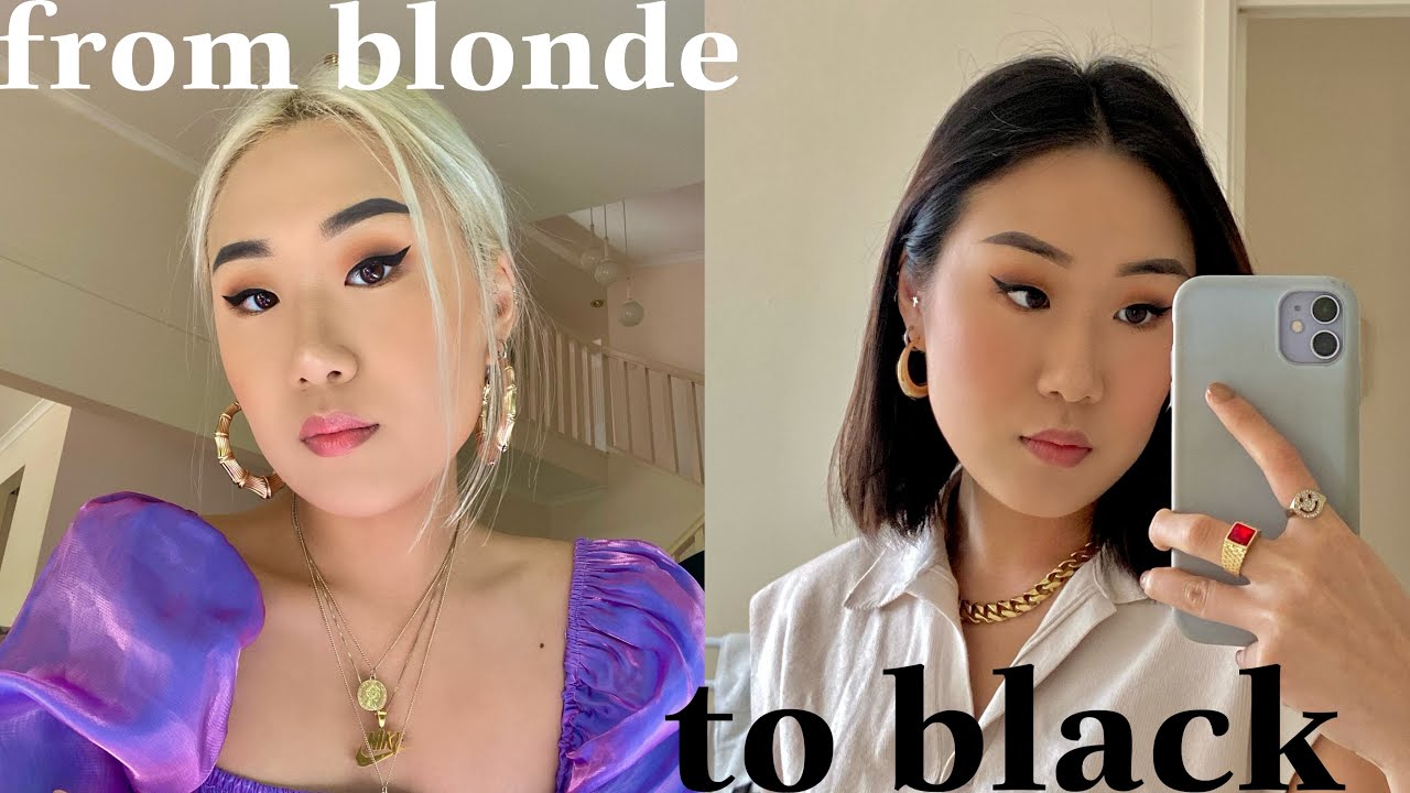 hair transformation | from BLONDE to BLACK + ✨tips✨