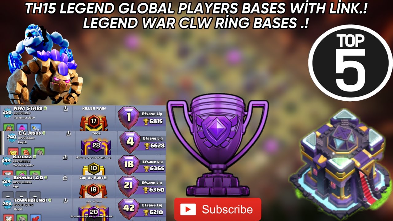 TH15 EFSANE LİGİ 6000 GLOBAL PLAYERS BASES LİNK.! | TH15 LEGEND BASE | TH15 WAR BASE | NEW 2023 BASE