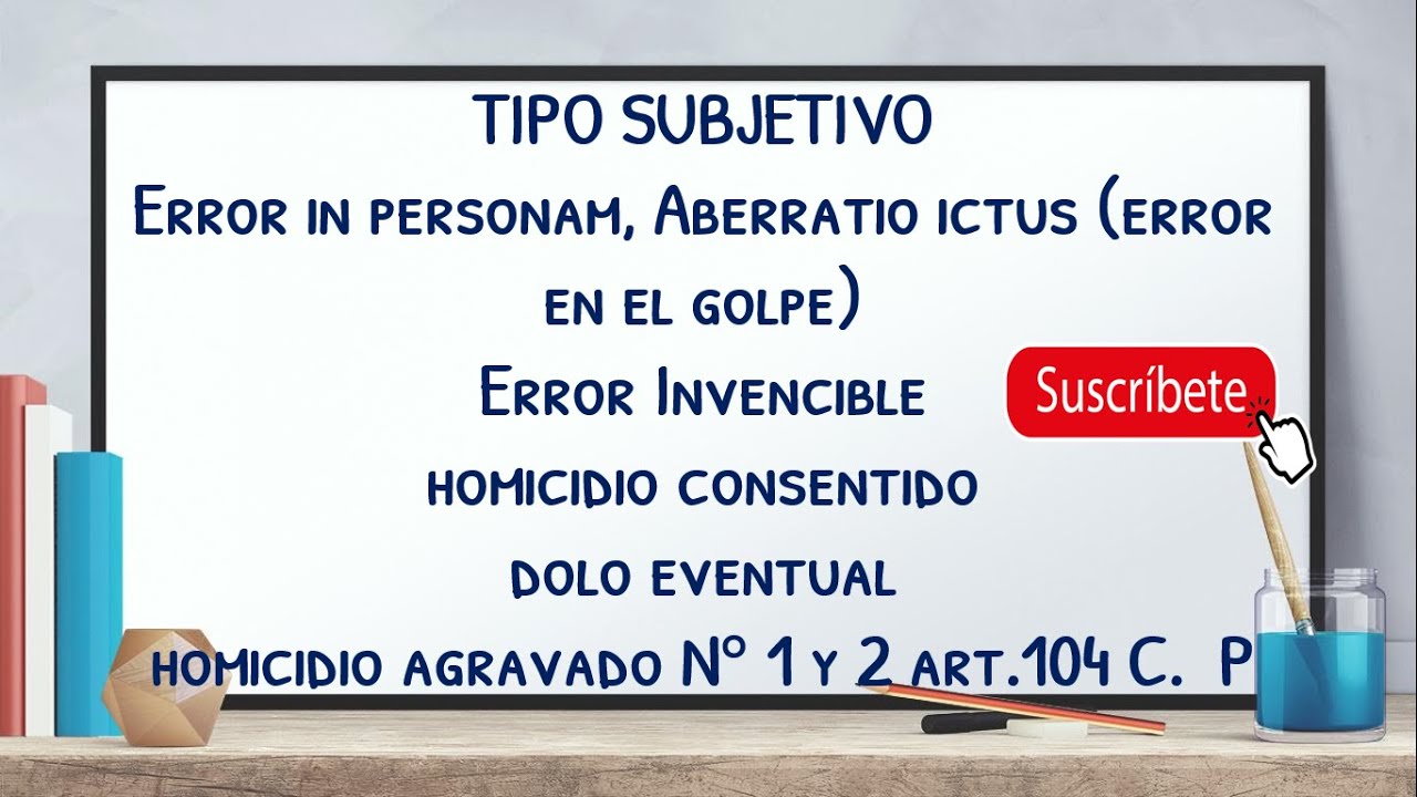 TIPO SUBJETIVO Error in personam Aberratio ictus Error Invencible HOMICIDIO CONSENTIDO DOLO EVENTUAL