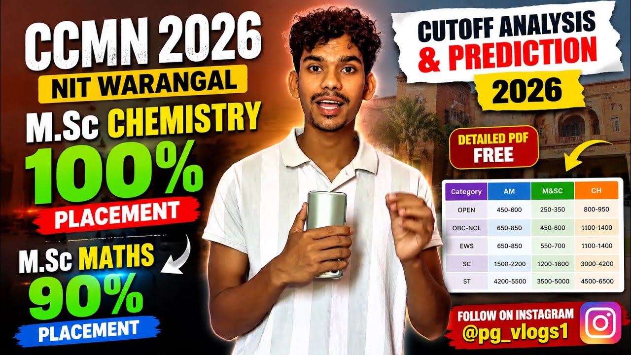 CCMN M.Sc Cutoff Chemistry & Maths | NIT Warangal