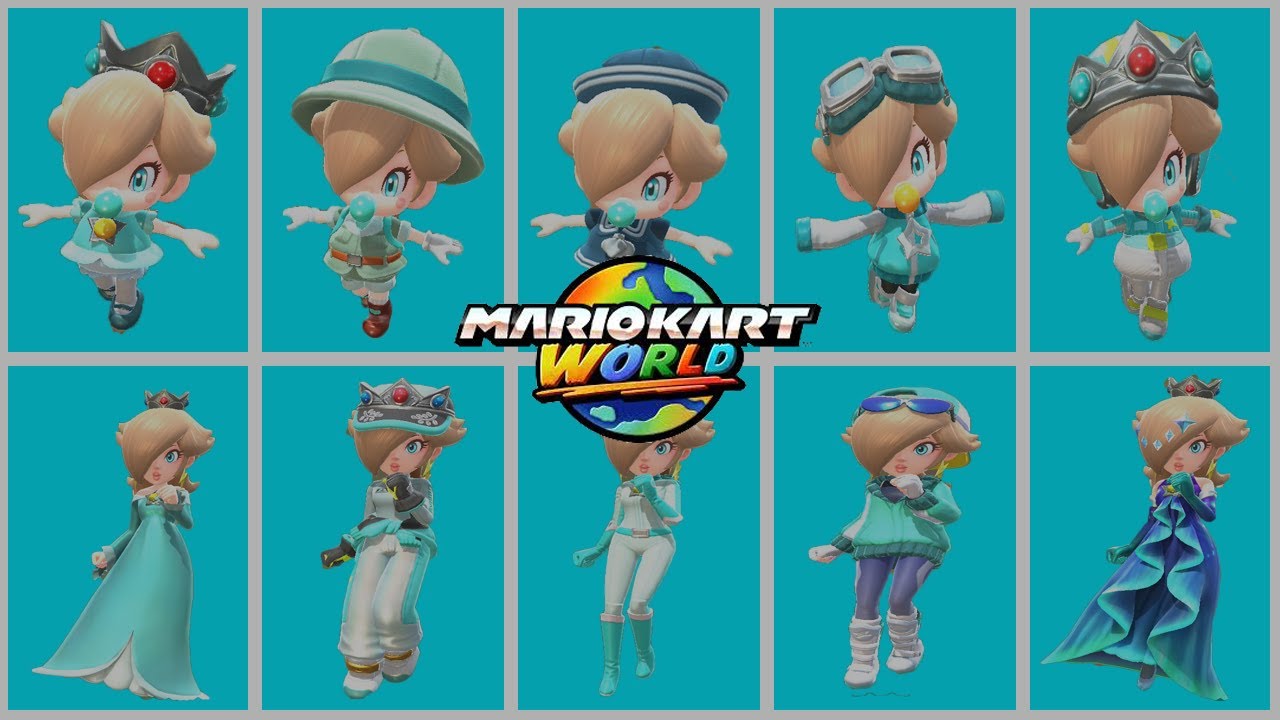 🔓 Desbloqueando TODOS los trajes de BEBE ROSALINA Y ROSALINA 🚀| Mario Kart World.