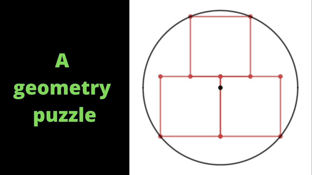 Three unit squares are inscribed in a circle with radius r.