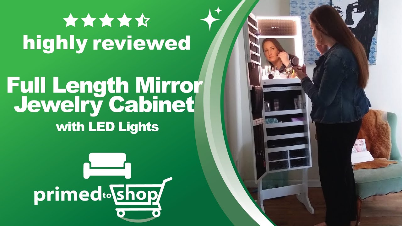 Full Length Mirror Jewelry Cabinet with LED Lights Product Overview