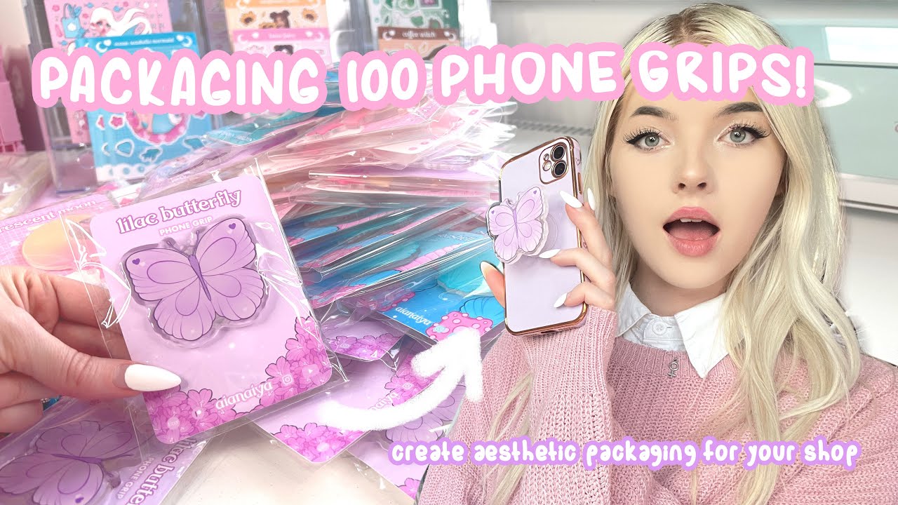 Как сделать эстетичную упаковку для держателей для телефонов! 💕🌙 Упаковка 100 держателей для теле...