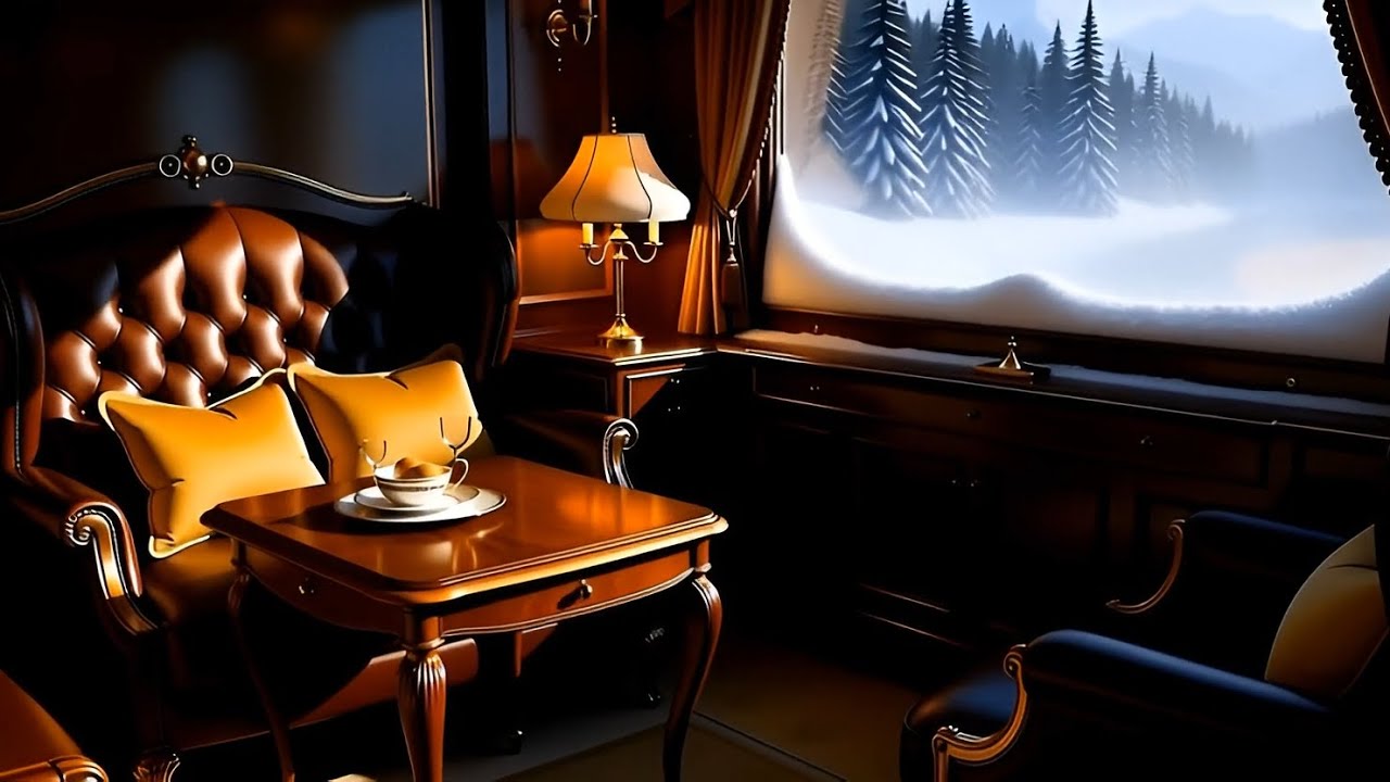 Heavy Snowstorm from Luxury Train Window | 3 Hours Night Train Sounds for Sleep & Relaxation